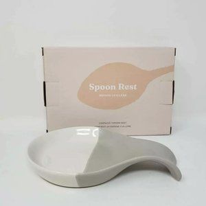 Favor Dip Dyed Ceramic Spoon Rest White Gray NWT